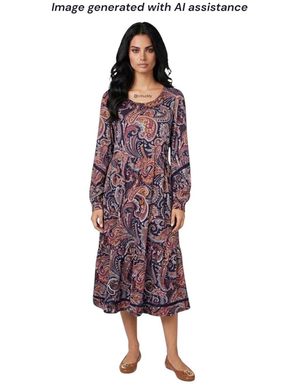 NWT Canyon Retreat 1X tall paisley 7% linen midi boho dress with pockets